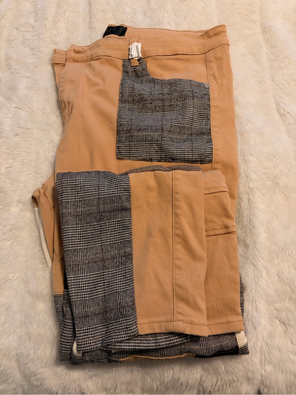 THRT Mens’ Patchwork Plaid Panel Jeans